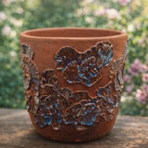 handmade wild bloom planter with deep glaze for indoor plants