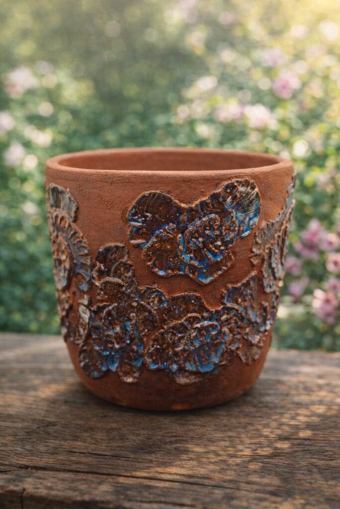 handmade wild bloom planter with deep glaze for indoor plants