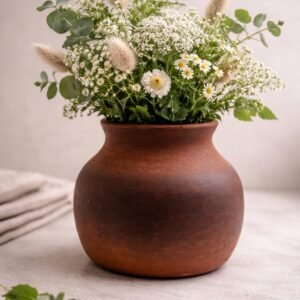 Handmade rustic earth vase with natural ceramic texture and earthy tones.