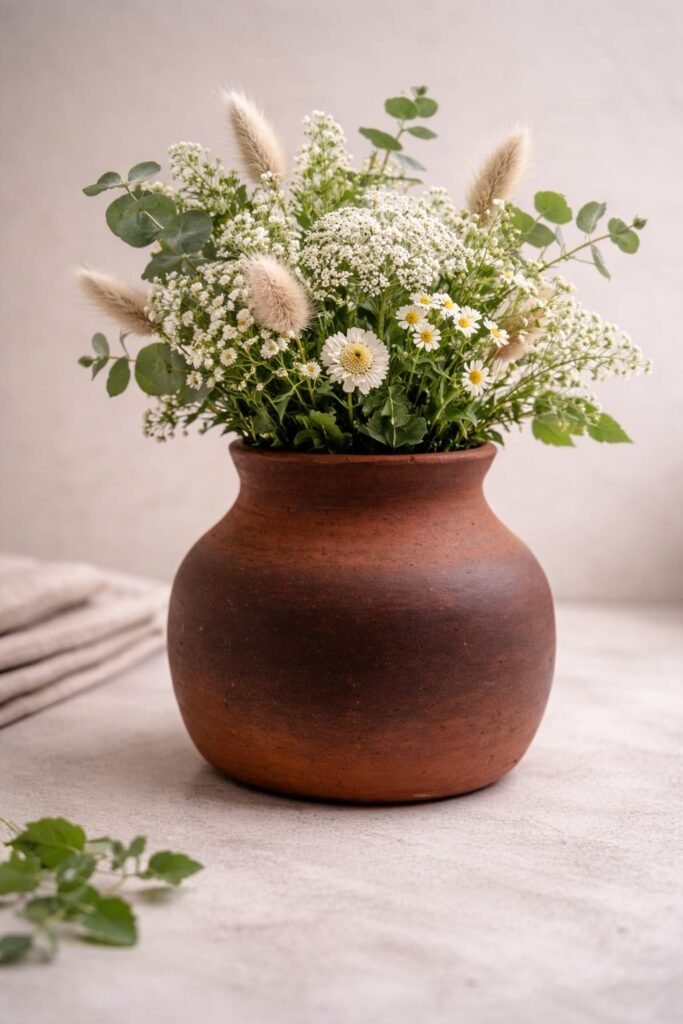 Handmade rustic earth vase with natural ceramic texture and earthy tones.