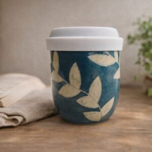 handmade ceramic travel mug with lid reusable coffee cup