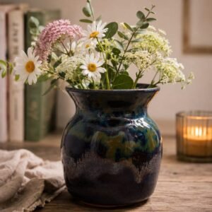 Meadow Bloom Vase handmade ceramic flower vase with blue green glaze
