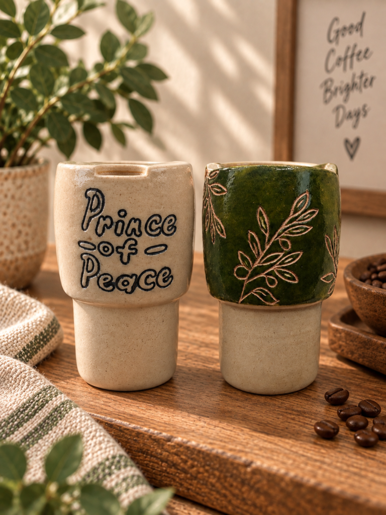 Prince of Peace Christian mug handmade by B’s Pottery Studio
